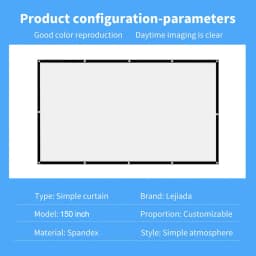 16:9 Ratio Hight-density semi-transparent Portable Projection Screen 1080P 3d 4K HD Projector Movie 60-150 Inchs for Home Office