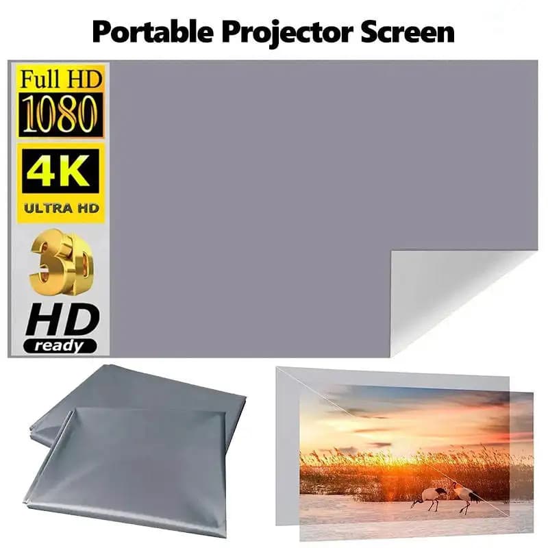 16:9 Cinema-Grade Anti-Grey Anti-Glare Projector Screen High Gain Matte Projection Screen Foldable Soft Screen for Home Theater