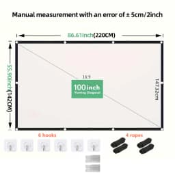 120 inch Projector Screen 16:9 Foldable Anti-Crease Portable Projector Movies Screens for Home Theater Indoor Outdoor Camping