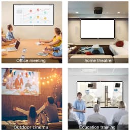 LEJIADA 16:9 High Density Projector Screen White Black Border With Holes Anti-Crease Portable Foldable Outdoor Movie 60-200 inch