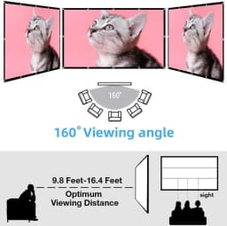 LEJIADA 16:9 High Density Projector Screen White Black Border With Holes Anti-Crease Portable Foldable Outdoor Movie 60-200 inch