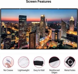 LEJIADA 16:9 High Density Projector Screen White Black Border With Holes Anti-Crease Portable Foldable Outdoor Movie 60-200 inch
