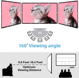 LEJIADA Projector Screen White Anti-Crease 60-200 inch 16:9 Soft High Density Portable Foldable Projection Screen Outdoor Movie
