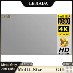 LEJIADA Projector Screen 60-133 Inch Metal Grey Anti-Light Foldable Portable Projection Screen for Home Party Office Classroom