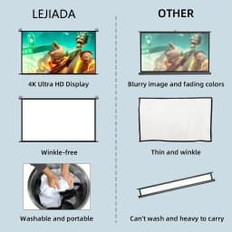 LEJIADA 16:9 Single Bracket Wall Mount 2-in-1 Milk Silk Projector Screen 160° Viewing Angle Indoor Outdoor 60/84/100/120 Inch