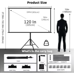 LEJIADA 16:9 Single Bracket Wall Mount 2-in-1 Milk Silk Projector Screen 160° Viewing Angle Indoor Outdoor 60/84/100/120 Inch