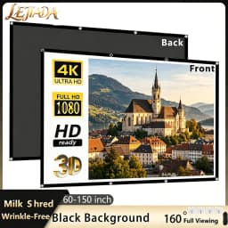 LEJIADA Portable Black Background Milk Silk Projection Screen No Crease Its Effect Is Equivalent to a 60–150 Inch White Wall