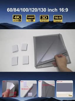 100inch 60 84 120 130 100 inch 16:9 Projector Screen Curtain Reflective for Sony Espon BenQ HY300 HY320 Fabric Projection Screen
