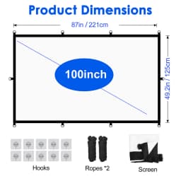 MIXITO Foldable Soft Movie Screen D‑Ring & Hook & Loop Mount, High‑Density 16:9 Projector Screen, for Home Theater Outdoor Party