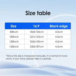 MIXITO Foldable Soft Movie Screen D‑Ring & Hook & Loop Mount, High‑Density 16:9 Projector Screen, for Home Theater Outdoor Party