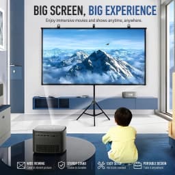 100" 16:9 Tripod Projector Screen with Stand Portable 4K Projection Screen for Home Theater Office Indoor Outdoor Movie Cinema