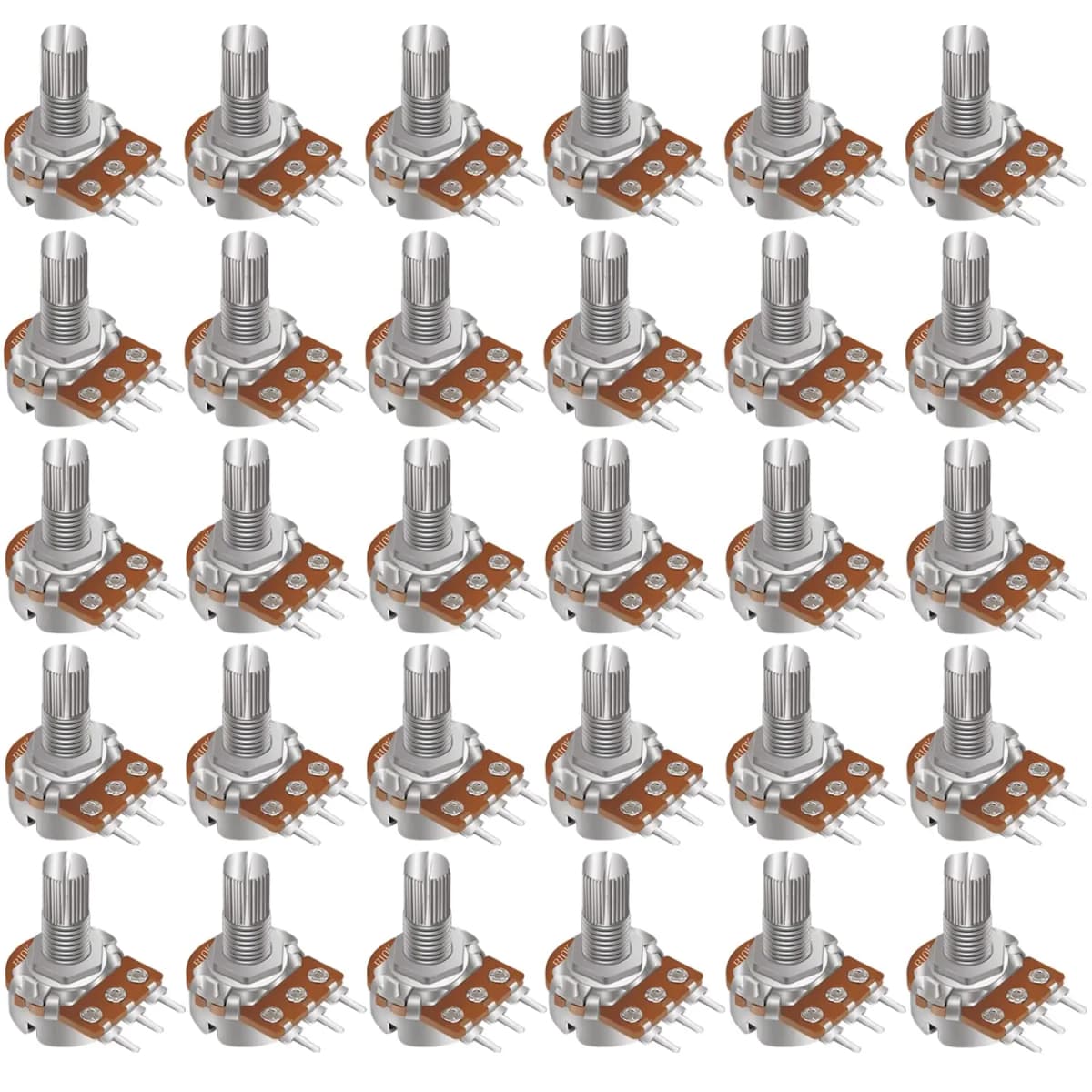 5Sets WH148 15mm 3 Pin Linear Taper Rotary Potentiometer Resistor 1K 2K 5K 10K 20K 50K 100KΩ Ohm For Arduino With AD2 White Knob