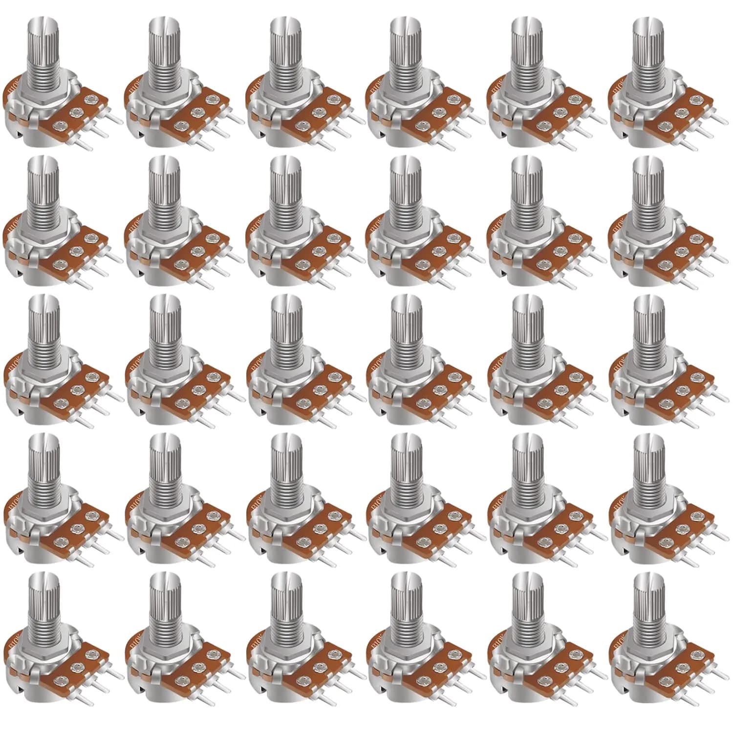 5Sets WH148 15mm 3 Pin Linear Taper Rotary Potentiometer Resistor 1K 2K 5K 10K 20K 50K 100KΩ Ohm For Arduino With AD2 White Knob