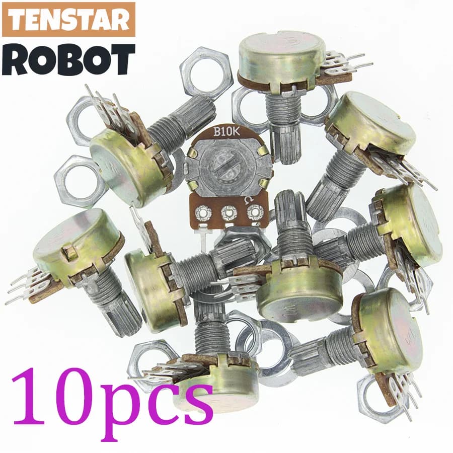 10PCS WH148 B1K B10K B50K B100K B1M 3Pin Linear Potentiometer 15mm Shaft With Nuts And Washers
