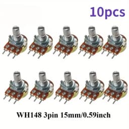 10Pcs WH148 Potentiometer Kit, A10K A50K B1K B2K B5K B10K B20K B50K B100K B250K B500K B1M Ohm, 3-Pin 15mm Shaft, Variable Resist