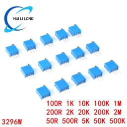10pc 3296W 50 100 200 500 1K 2K 5K 10K 20K 50K 100K 200K 500K 1M ohm Multiturn Trimmer Potentiometer Precision Variable Resistor