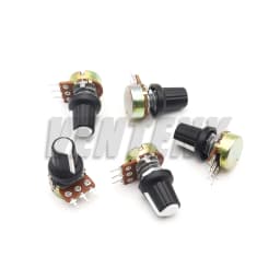 5 Sets WH148 1K 10K 20K 50K 100K 500K Ohm 15mm 3 Pin Linear Taper Rotary Potentiometer Resistor for Arduino with AG2 White cap