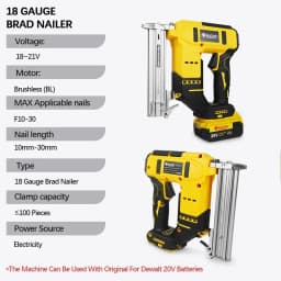 10-30mm Brushless Electric Nail Gun Depth Adjustment Nailer Stapler Cordless Stapler Framing For Dewalt 20V Battery Pin