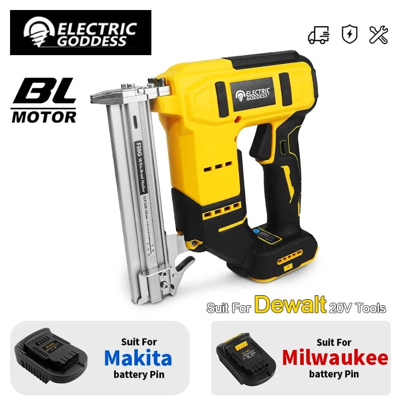 Electric Goddess Brushless Electric Nail Gun Cordless Brad Nail Gun Woodwork Nailing For Makita/Dewalt/Milwaukee 20V Battery Pin
