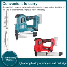 Electric Nailing Machine Cordless Nailing Machine Electric Stapler with 32mm and 50mm Nails Electric Nailer blue red