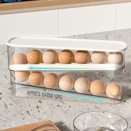 Slide Type Egg Carton Double Automatic Egg Roller Refrigerator Side Door Egg Storage Kitchen Countertop Egg Holder