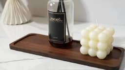 Vanity Trays Bathroom Counter Trays, Bamboo Soap Dispenser Tray Multi Use Bathroom Organizer for Perfume Candle Jewelry