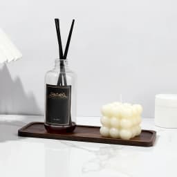 Vanity Trays Bathroom Counter Trays, Bamboo Soap Dispenser Tray Multi Use Bathroom Organizer for Perfume Candle Jewelry