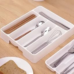 Kitchen Drawer Organizer Adjustable Divider Storage Box for Utensils Cutlery Knife Fork Spoon Chopsticks Cabinet Built In Tray