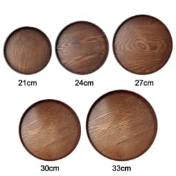 Vintage Round Serving Tray Wooden 21/24/27/30/33cm Wood Platte Dessert Pallet Coffee Home Table
