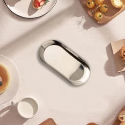 Oval Stainless Steel Trays Storage Tray For Tea Fruit Cosmetics Jewelry Display Kitchen Vanity Organizer Silvery