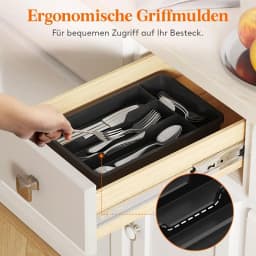 4 Slot Plastic Cutlery Tray Organizer Silverware Holder for Kitchen Drawer Black Non-Slip Utensil Storage Forks Spoons Knives