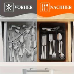 4 Slot Plastic Cutlery Tray Organizer Silverware Holder for Kitchen Drawer Black Non-Slip Utensil Storage Forks Spoons Knives