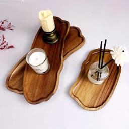 Bathroom Sink Tray, Acacia Wood Scented Candle Tray, Solid Wood Tray, Suitable for Dressing Table, Bathroom, Small Decorative Wo