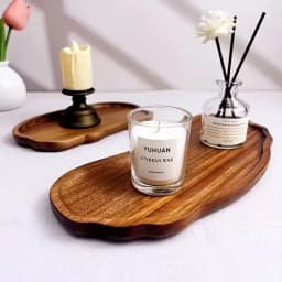 Bathroom Sink Tray, Acacia Wood Scented Candle Tray, Solid Wood Tray, Suitable for Dressing Table, Bathroom, Small Decorative Wo