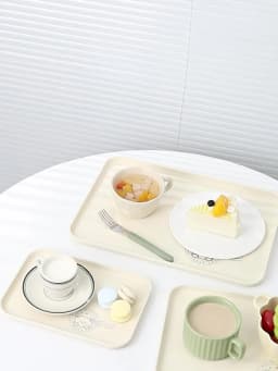 WORTHBUY Stackable Plastic Storage Tray Rectangular Fruit Dessert Tray Large Capacity Food Serving Tray Kitchen Organizer