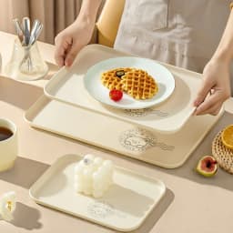 WORTHBUY Stackable Plastic Storage Tray Rectangular Fruit Dessert Tray Large Capacity Food Serving Tray Kitchen Organizer