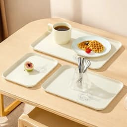 WORTHBUY Stackable Plastic Storage Tray Rectangular Fruit Dessert Tray Large Capacity Food Serving Tray Kitchen Organizer