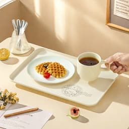WORTHBUY Stackable Plastic Storage Tray Rectangular Fruit Dessert Tray Large Capacity Food Serving Tray Kitchen Organizer