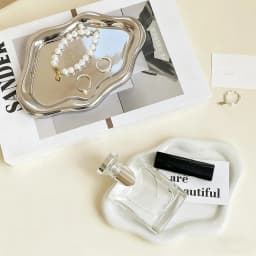 Simple Jewelry Storage Tray Creative White/silver Storage Tray Decorative Ornaments Electroplated Jewelry Tray