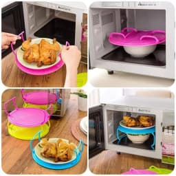 Multifunction Insulated Heating Tray Rack Plastic Kitchen Gadgets Microwave Steaming Rack Kitchen Storage Rack