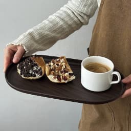 Walnut Wood Grain Oval Tray - Multi-Purpose Serving Plate for Coffee, Cakes, Snacks, Desserts & Kitchen Storage