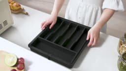 1pc Silverware Drawer Organizer Adjustable Flatware Tableware Organizer Expandable Plastic Utensil Tray for Spoons Forks Knives