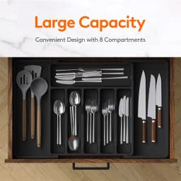 1pc Silverware Drawer Organizer Adjustable Flatware Tableware Organizer Expandable Plastic Utensil Tray for Spoons Forks Knives
