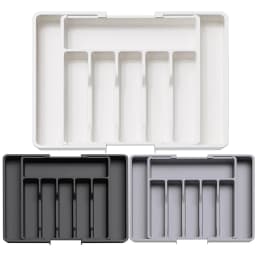 1pc Silverware Drawer Organizer Adjustable Flatware Tableware Organizer Expandable Plastic Utensil Tray for Spoons Forks Knives