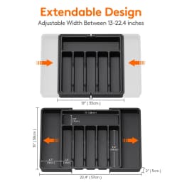 1pc Silverware Drawer Organizer Adjustable Flatware Tableware Organizer Expandable Plastic Utensil Tray for Spoons Forks Knives