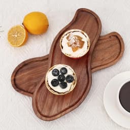 Heat Resistant Japanese Acacia Wood Tray, Creative Peanut Shaped Wooden Plate, Decorative Serving Platter for Home Use