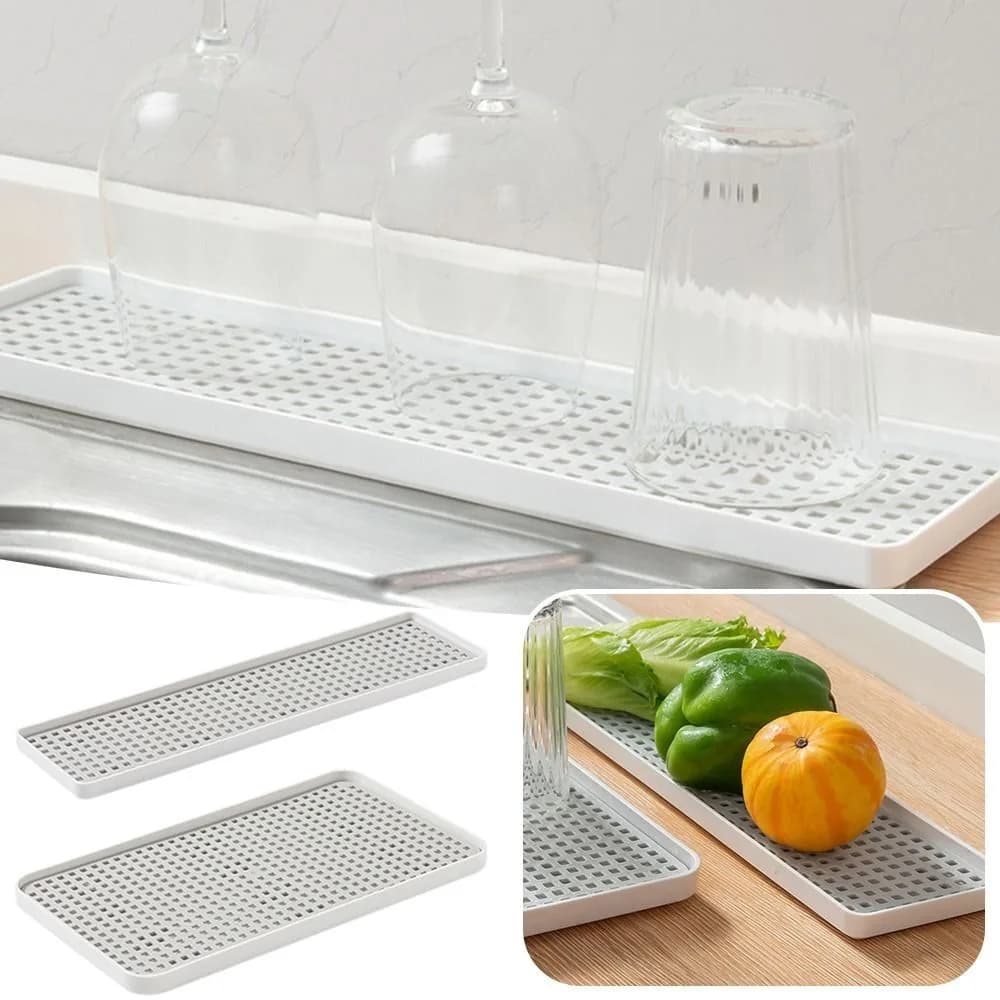 Hot Fruit Dryer Tray Tableware Plastic Dish Drainer Rectangle Double-Layer Tea Tray Kitchen Organizer