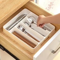 4/5 Compartment Cutlery Tray Rectangle Kitchen Drawer Organizer for Spoon Fork Separation Easy-Clean Home Storage Box Decorative
