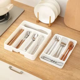 4/5 Compartment Cutlery Tray Rectangle Kitchen Drawer Organizer for Spoon Fork Separation Easy-Clean Home Storage Box Decorative