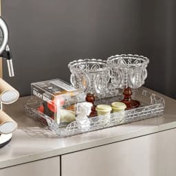 Household Rectangular Storage Tray Cup Water Cup Storage Tea Tray Light Luxury High-end High Aesthetic Tea Set Home Decoration